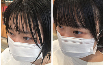 お客様ビフォーアフター 前髪縮毛矯正