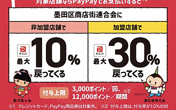 【9/23まで】paypay墨田区30%還元